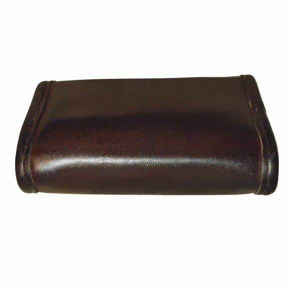 Coach Brown Leather Coin Purse Wallet Gold Keychain Attachment Snap Closure - Picture 15 of 16